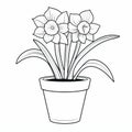 Symbolic Daffodils In Pot Coloring Page Inspired By Martin Creed And Robert Bissell