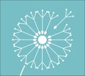 Symbolic dandelion flower seeds on blue background Royalty Free Stock Photo