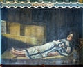 `Symbolic Death`, one of six panels inside Saint Benedict`s Painted Church on the Big Island, Hawaii. Royalty Free Stock Photo
