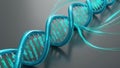 symbolic digital DNA strand glowing with flowing binary code, representing fusion of artificial intelligence and biological data