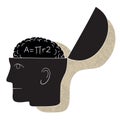 Symbolic drawing of a head and a mathematical thought