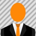 Symbolic Drawing of Man in Suit and Tie with Big Oval Faceless Head. Emblematic Male Figure in Formal Clothes with Royalty Free Stock Photo
