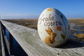 Decorative Easter Egg on wooden Bridge of St. Peter-Ording Germany