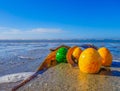 Easter Eggs on Beach in Front of Sea