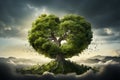 Symbolic embrace heart shaped tree thrives on a carpet of green grass