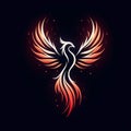 Fire burning Phoenix bird symbol on dark background Royalty Free Stock Photo