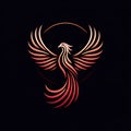 Fire burning Phoenix bird symbol on dark background Royalty Free Stock Photo