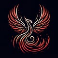 Fire burning Phoenix bird symbol on dark background Royalty Free Stock Photo