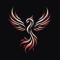 Fire burning Phoenix bird symbol on dark background Royalty Free Stock Photo