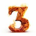 The Symbolic Fire: A Letterism-inspired 3d Representation Of The Number Three Royalty Free Stock Photo