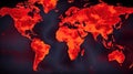 Symbolic of fire world map and flare. Climate change and global warming concept Royalty Free Stock Photo