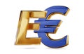 Symbolic golden and dark blue E-Euro digital currency of Europe 3d-illustration