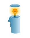 A symbolic head with a light bulb inside. Royalty Free Stock Photo