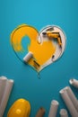 A symbolic heart made of a drill wire and construction tools on a blue background. Royalty Free Stock Photo