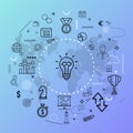 Symbolic Icon Concepts - Illustration. Currency, Robot, Wheel, Innovation, People icon consept Royalty Free Stock Photo