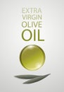 Symbolic illustration of extra virgin olive oil and two olive leaves good.for posters, labels, logos and everything related to the Royalty Free Stock Photo