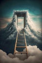 A ladder to climb into the sky, through the clouds