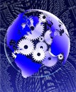 SYMBOLIC IMAGE WITH THE EARTH AND GEARS