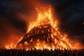 The symbolic lighting of an enormous bonfire