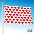 Symbolic love flag, fantasy image on the blue sky background