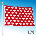 Symbolic love flag, fantasy image on the blue sky background