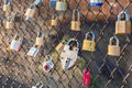 Symbolic love locks attached to a trestle bridge near Penticton, BC, Canada