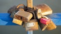 Symbolic love padlocks fixed to the railings of bridge