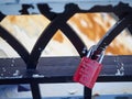 Symbolic love padlocks railings bridge Cincinnati Royalty Free Stock Photo