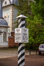 a symbolic milestone in the city of Saraktash, Orenburg region. Royalty Free Stock Photo
