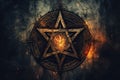 Symbolic pentagram on an abstract background