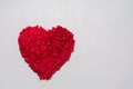 Symbolic plush red heart isolated over the white background. St. Valentines day fluffy simbol