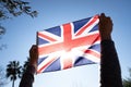 Symbolic protest against United Kingdom by mistreating its national flag