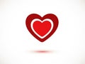 Symbolic red heart with white outline on white background Royalty Free Stock Photo
