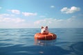 A piggy bank floating on a lifebuoy, symbolizing savings protection