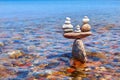 Symbolic scales of standing stones in the water. The concept of