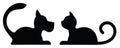 Symbolic Silhouette of a Lying Dog and Cat