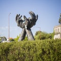 Symbolic statue to alvarinho wine