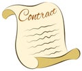 A very simple scroll of paper with a contract; isolated