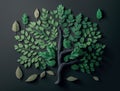 symbolic tree from paper leaves, flat lay. cology conservation concept. AI generative Royalty Free Stock Photo