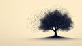 A symbolic tree releases seeds, representing ideas and knowledge in a serene environment Royalty Free Stock Photo