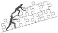 Figures Collaborating to Climb Puzzle Pieces, vector design Generative AI Royalty Free Stock Photo