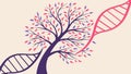 Tree Growing from DNA Strand Genetic Vector, vector design Generative AI Royalty Free Stock Photo