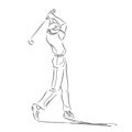 Symbolical drawing with golfer in movement