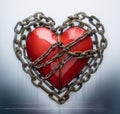 red heart surrounded by chains, isolated on a white background. Royalty Free Stock Photo