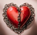red heart surrounded by chains, isolated on a light background. Royalty Free Stock Photo