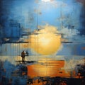 Symbolist Painting: Translucent Layers And Textures In Golden And Blue Hours
