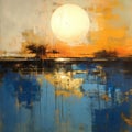 Symbolist Painting: Translucent Layers And Textures In Golden And Blue Hour