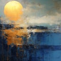 Symbolist Painting: Translucent Layers And Textures In Golden And Blue Hour