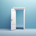 This thought-provoking image portrays a door opening into an unexpected obstacle, a solid wall.