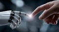symbolizing the connection between humans and technology, hand with ai, humans and technology Royalty Free Stock Photo
